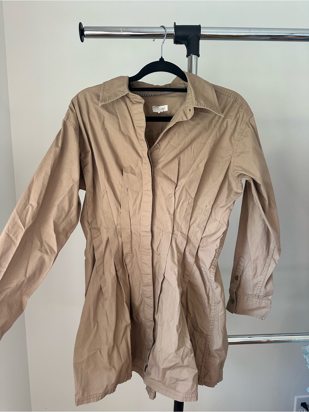 Pilcro Beige Button-Front Mini Dress